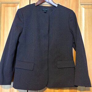 Ann Taylor Crewneck Jacket Burgundy Pindot Size 4